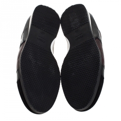 مملوكة مسبقًا Fendi Black/Burgundy Zucca Coated Canvas and Leather Lace Low Top Sneakers Size 44