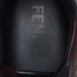 مملوكة مسبقًا Fendi Black/Burgundy Zucca Coated Canvas and Leather Lace Low Top Sneakers Size 44