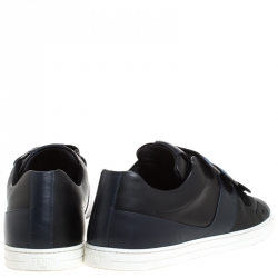 Fendi Black Leather Velcro Strap Sneakers Size 41
