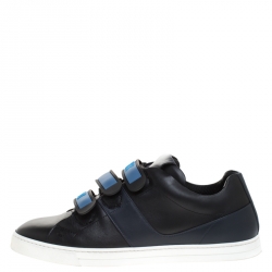 Fendi Black Leather Velcro Strap Sneakers Size 41