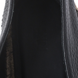 Pre Owned Fendi Green/Black Leather Espadrille Loafers Size 43