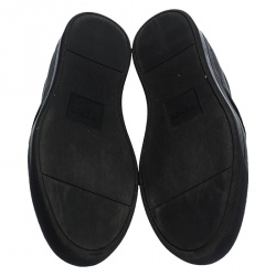 Pre Owned Fendi Black/Yellow Leather and Suede Fur Detail Monster Slip On Sneakers Size 42