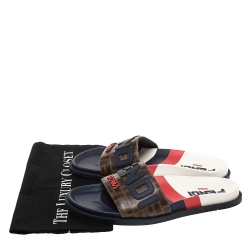 Fendi x Fila Mania Brown FF Logo Coated Canvas Logo Applique Flats Size 41