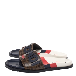 Fendi x Fila Mania Brown FF Logo Coated Canvas Logo Applique Flats Size 41