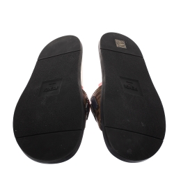 Fendi x Fila Mania Brown FF Logo Coated Canvas Logo Applique Flats Size 41