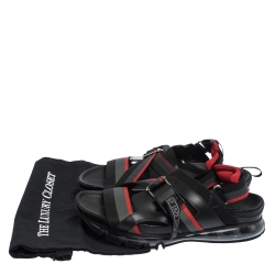 Fendi Black/Red Leather and Elastic Band Running Sandals Size 41