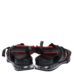 Fendi Black/Red Leather and Elastic Band Running Sandals Size 41