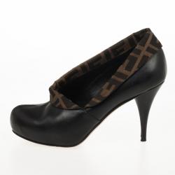 Pre Owned Fendi Zucca Canvas &amp; Leather Envelope Booties Size 37