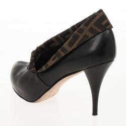 Pre Owned Fendi Zucca Canvas &amp; Leather Envelope Booties Size 37