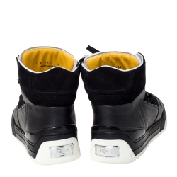 مملوكة مسبقًا حذاء رياضي فندي طراز تانك مرتفع من أعلى جلد و سويدي أسود مقاس 42