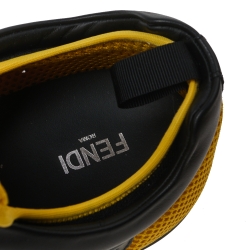 Fendi Black/Yellow Leather And Mesh Corner Bugs Low Top Sneakers Size 44