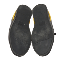 Fendi Black/Yellow Leather And Mesh Corner Bugs Low Top Sneakers Size 44
