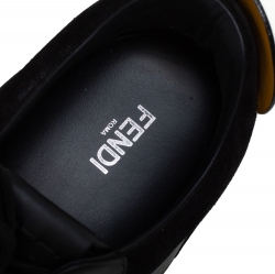 مملوكة مسبقًا Fendi Black/Yellow Leather Bag Bugs Spiked Low Top Sneakers Size 43