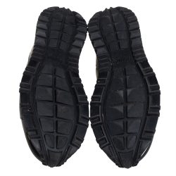 مملوكة مسبقًا Fendi Black/Yellow Leather Bag Bugs Spiked Low Top Sneakers Size 43