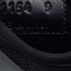 Pre Owned Fendi Black Leather and Fabric Monster Eye Mid Top Sneakers Size 43