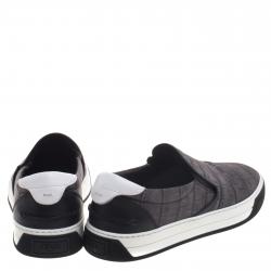 Fendi Grey Printed Fabric And Leather Slip On Sneakers Size 40