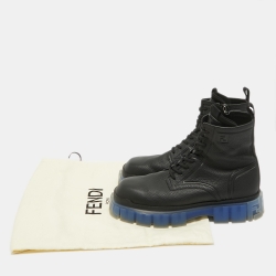 Fendi Black Leather Force Ankle  Boots Size 45