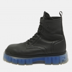 Fendi Black Leather Force Ankle  Boots Size 45