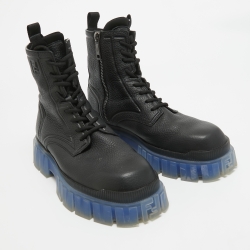 Fendi Black Leather Force Ankle  Boots Size 45