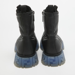 Fendi Black Leather Force Ankle  Boots Size 45
