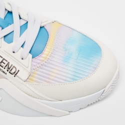 Fendi Multicolor Leather and Suede Flow Sneakers Size 42