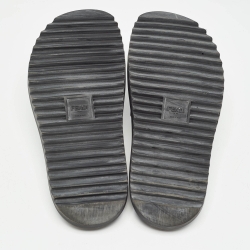 Fendi Black Rubber FF Logo Flat Slides Size  43