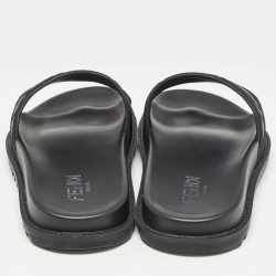 Fendi Black Rubber FF Logo Flat Slides Size  43