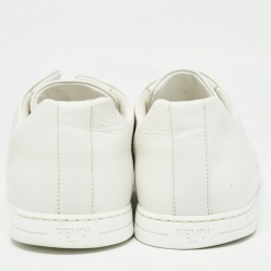 Fendi White/Brown Leather and Zucca Elastic Band Slip On Sneakers Size 45