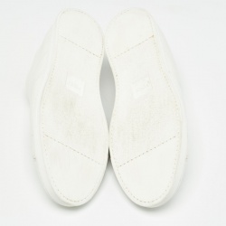 Fendi White/Brown Leather and Zucca Elastic Band Slip On Sneakers Size 45