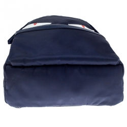 Fendi Navy Blue Nylon and Leather Bugs Backpack