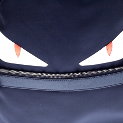 Fendi Navy Blue Nylon and Leather Bugs Backpack