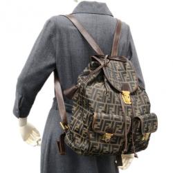 Pre Owned Fendi Brown Tobacco Zucca Canvas Travel Backpack