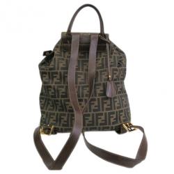 Pre Owned Fendi Brown Tobacco Zucca Canvas Travel Backpack