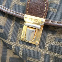 Pre Owned Fendi Brown Tobacco Zucca Canvas Travel Backpack