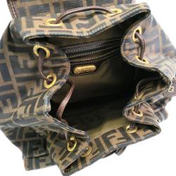 Pre Owned Fendi Brown Tobacco Zucca Canvas Travel Backpack