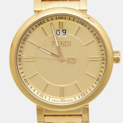 Fendi Champagne Gold Plated Stainless Steel Forever F105061101 Men's Wristwatch 39 mm 