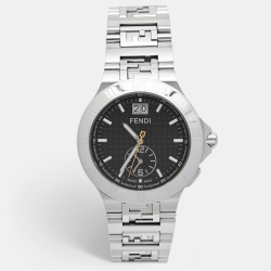 Fendi Black Stainless Steel Dual Time High Speed 4700G Men's Wristwatch 43 mm