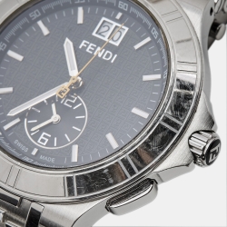 Fendi Black Stainless Steel Dual Time High Speed 4700G Men's Wristwatch 43 mm
