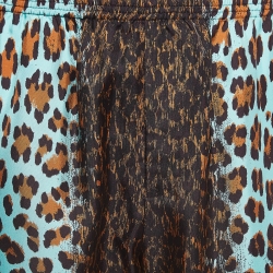 Pre Owned Fendi Multicolor Leopard Baroque Print Silk Shorts XXXL
