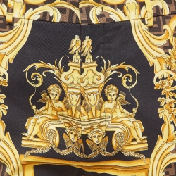 Pre Owned Fendi x Versace Black/Yellow Baroque Print Cotton Bermuda Shorts M
