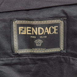 Pre Owned Fendi x Versace Black/Yellow Baroque Print Cotton Bermuda Shorts M