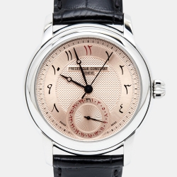Frederique Constant Salmon Stainless Steel Embossed Leather Limited Edition Classic FC710Q4H6 Men's Wristwatch 42 mm