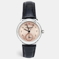 Frederique Constant Salmon Stainless Steel Embossed Leather Limited Edition Classic FC710Q4H6 Men's Wristwatch 42 mm