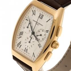 Frederique Constant Cream Gold Plated Steel Art Deco Chronograph Men's Wristwatch 36 mm