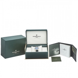 مملوكة مسبقًا Frederique Constant Blue Yellow Gold Plated Stainless Steel Crocodile Slimline FC245N4S5 Men's Wristwatch 37 mm 