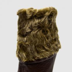 Pre Owned Furla Brown Leather Mid Calf Boots With Fur Lining Size 39.5