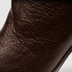 Pre Owned Furla Brown Leather Mid Calf Boots With Fur Lining Size 39.5