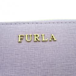 Pre Owned Furla Purple Leather Zip Around Contential Wallet