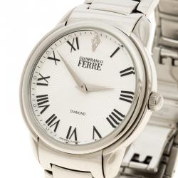 Pre Owned Gianfranco Ferre White Stainless Steel Men's Wristwatch 40MM