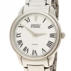 Pre Owned Gianfranco Ferre White Stainless Steel Men's Wristwatch 40MM